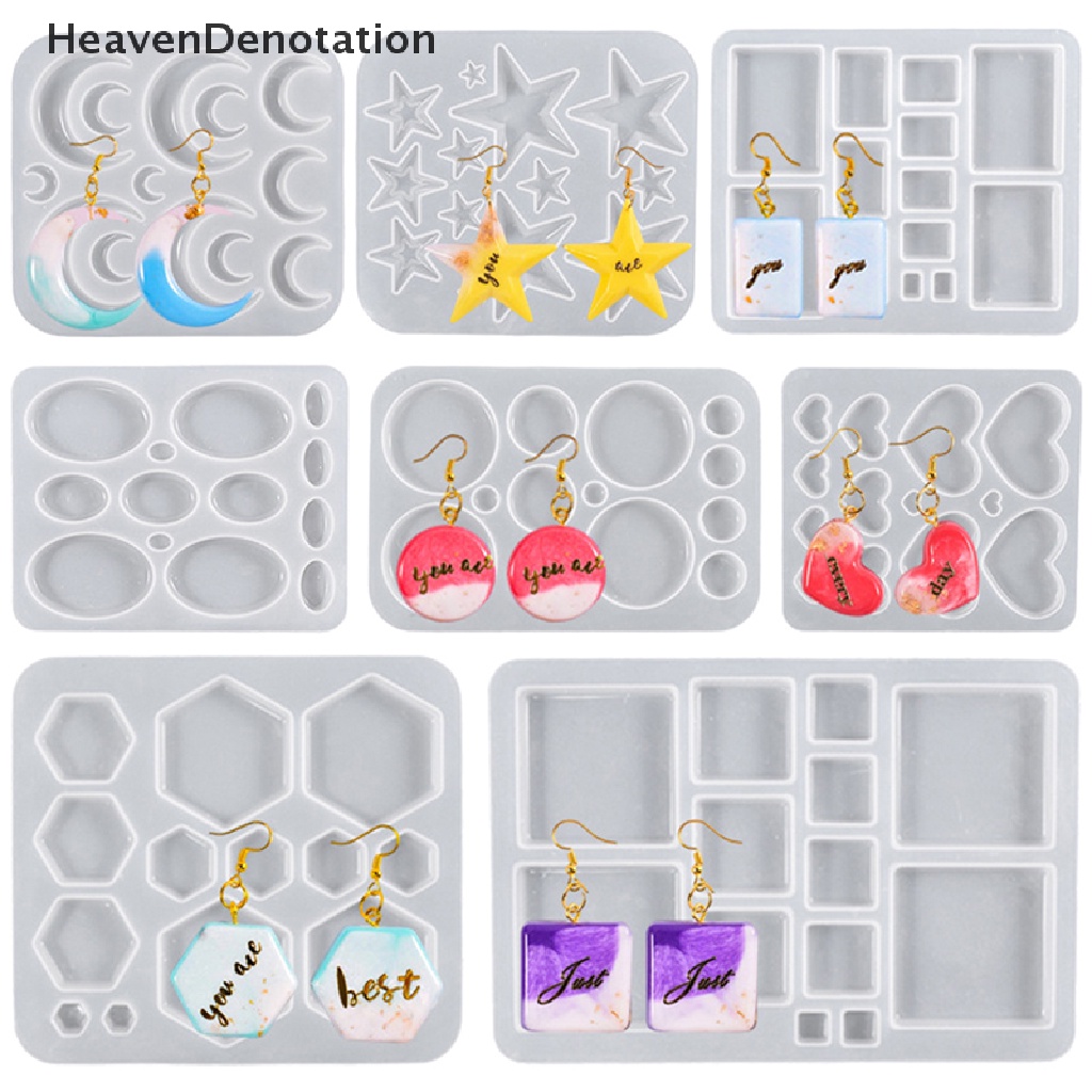 [HeavenDenotation] Diy Kristal Epoxy Resin Cetakan Gantungan Kunci Anting Liontin Casg Cetakan Ornamen Perhiasan DIY Membuat Aksesoris Silikon Resin Cetakan HDV