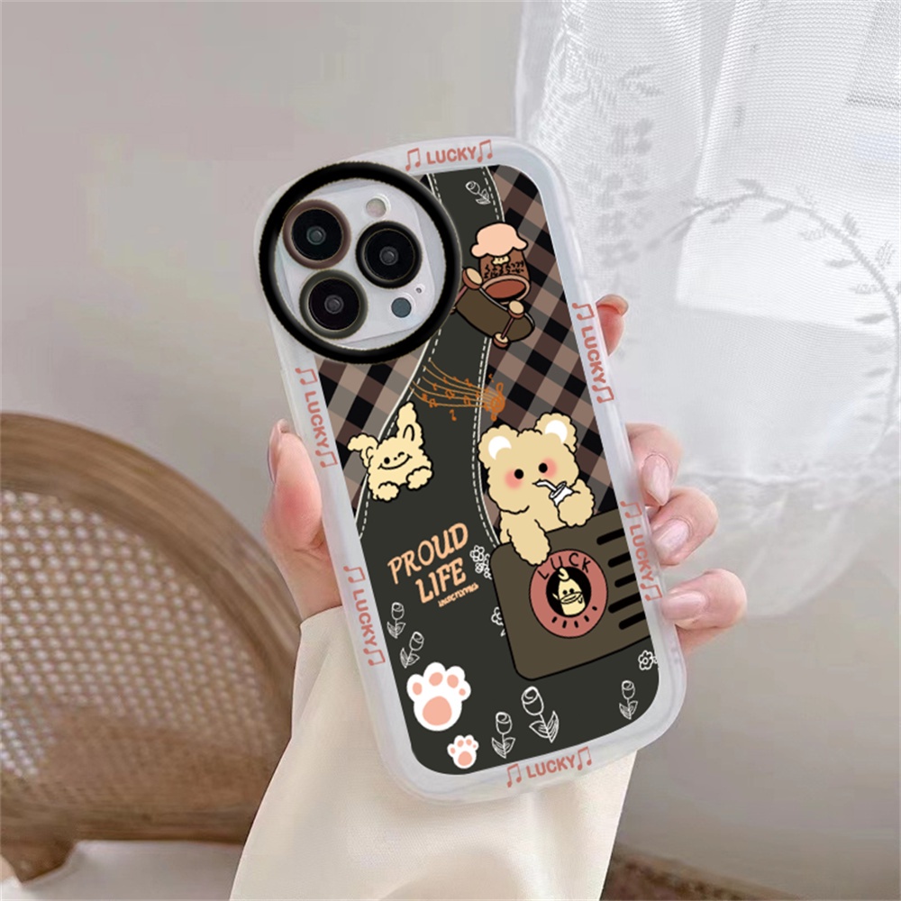 Redmi 10C 10A 9C 9T 9A 10 Redmi Note 11 Pro Note 11S Note 10S Note9S Note8 Pro Note7 Poco M5S M3 Pro X3 NFC Proud Life Lucky Motif Kotak-Kotak Beruang Kelinci Casing Ponsel Karet Lembut BY