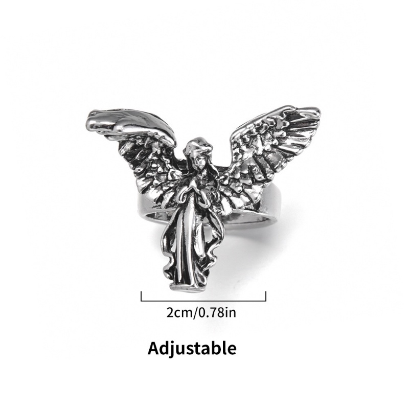 Hip Hop Pesta Pembukaan Cincin Gadis Belanja Perhiasan Aksesoris Vintage Angel Lady Ring Kasual Trendi Hias Rings