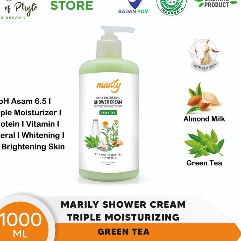 ➣ Phyto Organic Marily Sabun Mandi Cair Shower Cream Green Tea 1L ➢