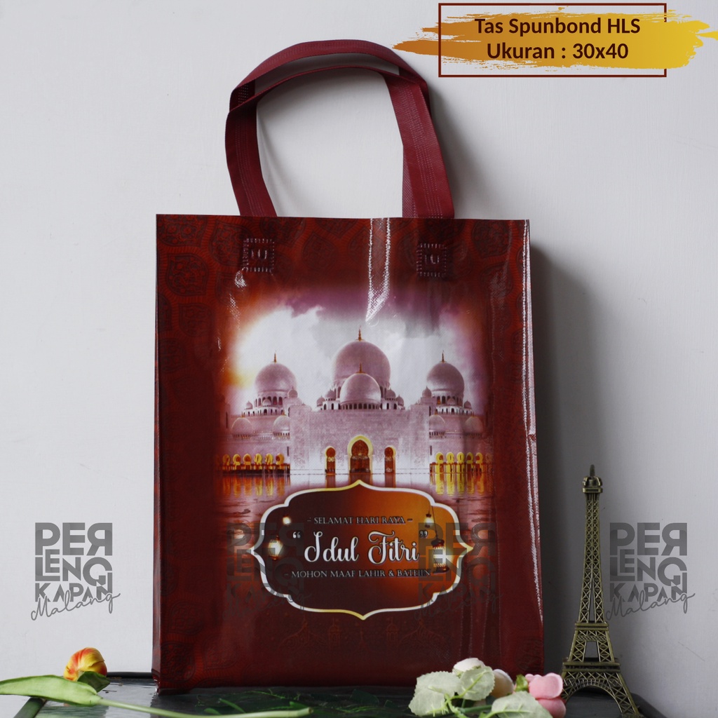 Tas Spunbond Laminasi Idul Fitri Lipat Samping ukuran 25x35 cm 30x40 cm 40x35 cm / Tas Goodie Bag Lebaran Bingkisan Parcel Murah