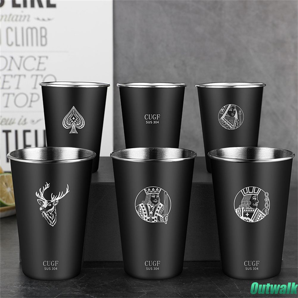 ღ 304 Stainless Steel Cangkir Logam Perjalanan Kopi Mug Vacuum Insulated Water Glass Anti-Fall Air Botol Air Dingin minuman Cup Rumah Kantor Sekolah Hadiah