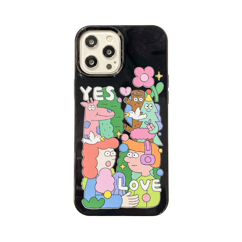 IPHONE Ins Karakter Kreatif Cocok Untuk Iphone14 14pro 14plus 13 13mini 13pro 13prm iPhone12 7Plus 8Plus Xr XS 13 12mini Pro Max TPU Empat Sudut Casing Ponsel Tahan Guncangan