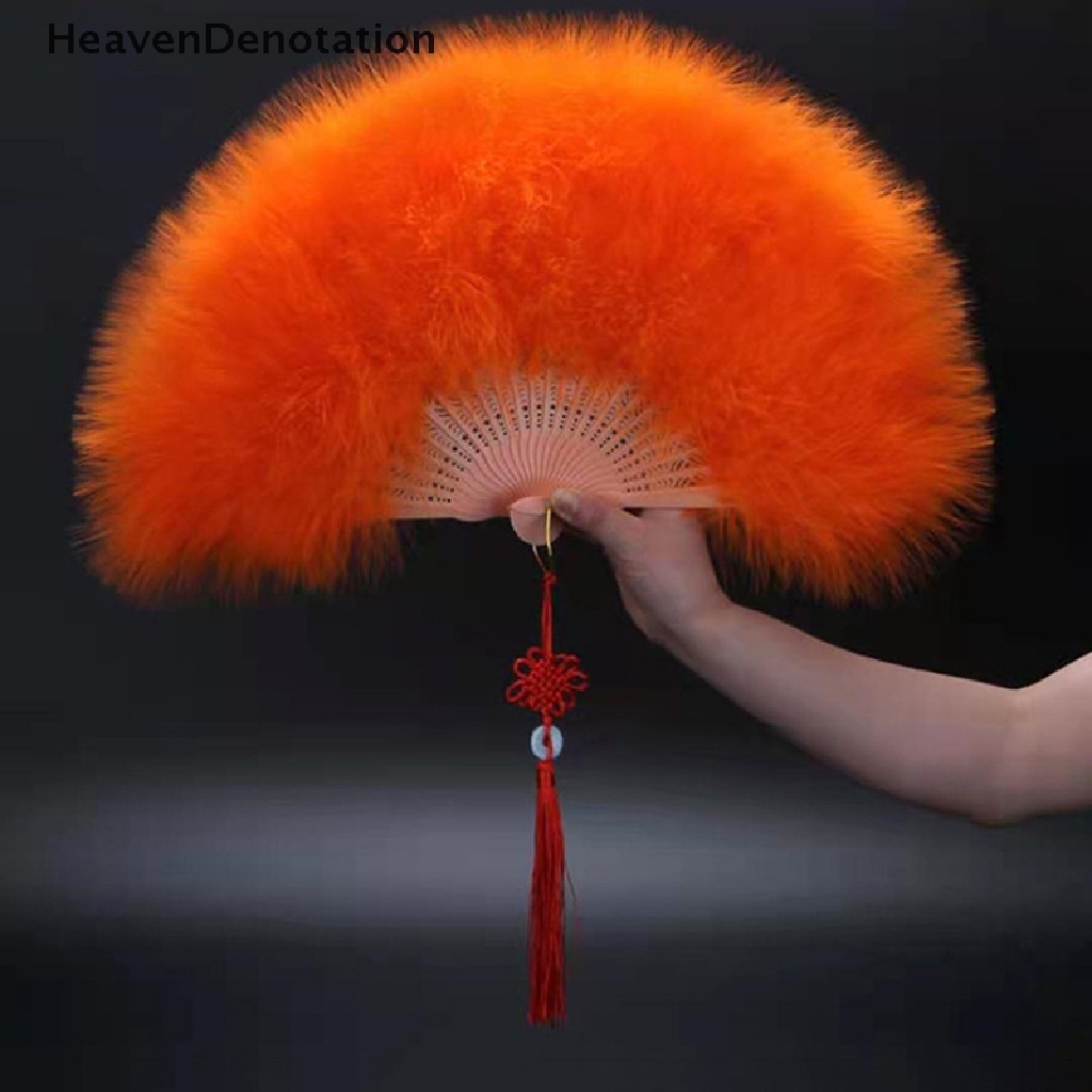 [HeavenDenotation] Kipas Lipat Bulu Gadis Peri Manis Jepang Gothic Court Dance Hand Fan HDV