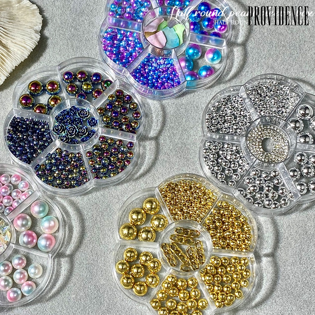 Providence 1kotak3 /5 /6 /8 /10mm Kuku Faux Pearl Tiga Dimensi Mengkilap Gloss DIY Mini Setengah Bulat Mutiara Imitasi Kerajinan Nail Art Decor Manicurist Supply