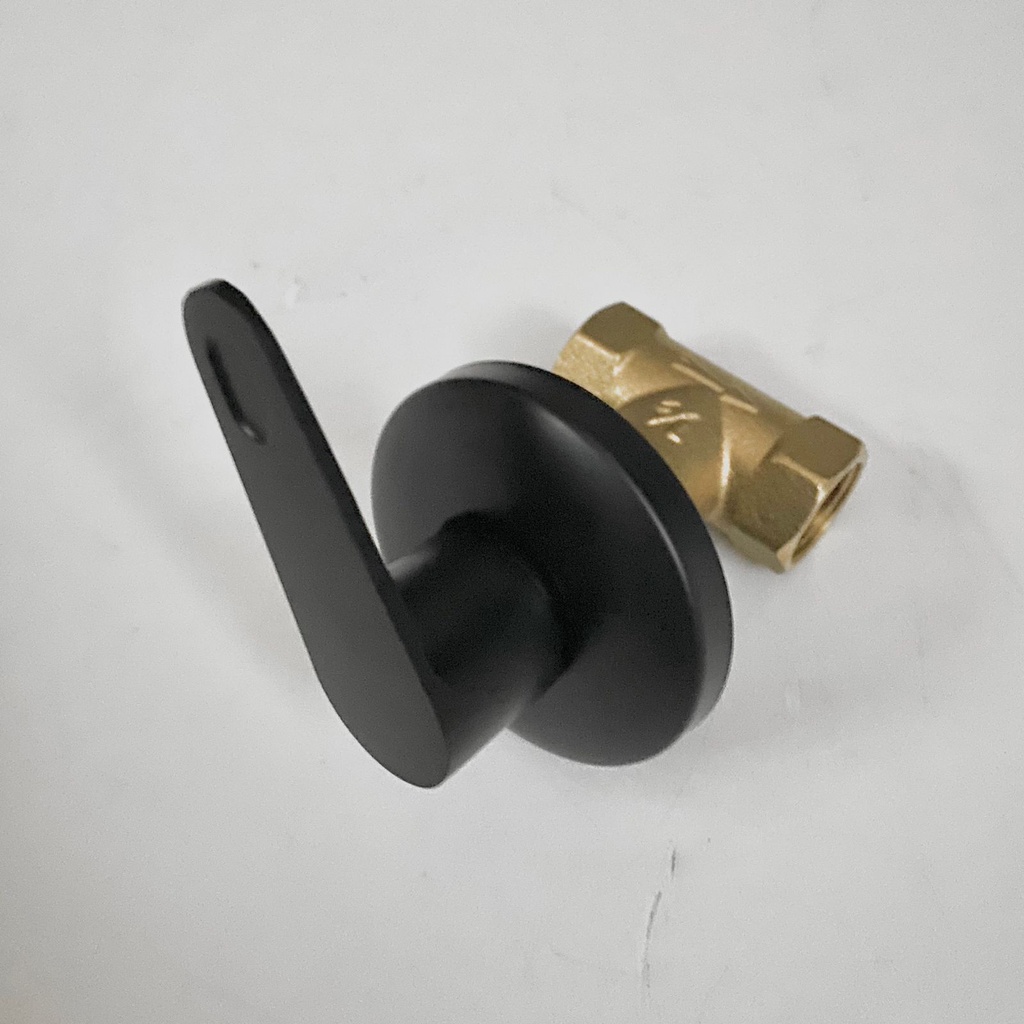 Paket Lebih Hemat Shower Mandi Tanam Tembok Hitam-Wall Shower Kotak Fio F35BL + Stop Keran air Tanam VC BLack