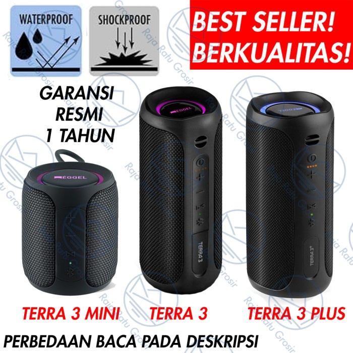 EGGEL TERRA 3 SPEAKER WIRELESS BLUETOOTH PORTABLE WATERPROOF OUTDOOR ORIGINAL