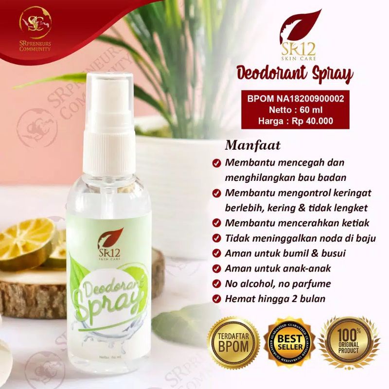 Deo Spray SR12  Deodorant SR12 Spray  Menghilangkan Bau Badan  Memutihkan Ketiak Permanen  Deodorant