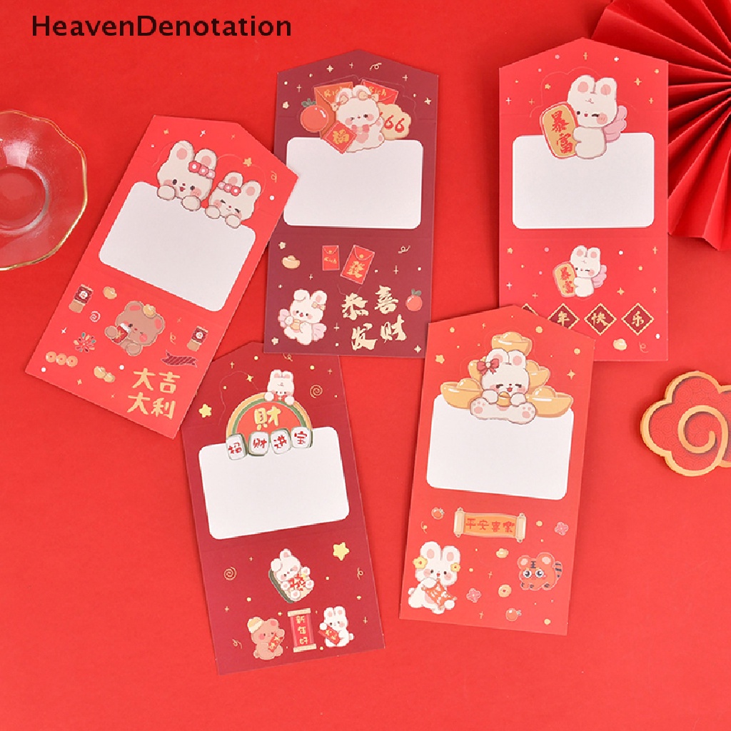 [HeavenDenotation] 10pcs Holder Kartu Greeg Imlek2023Tahun Kelinci Merah Hadiah Amplop HDV