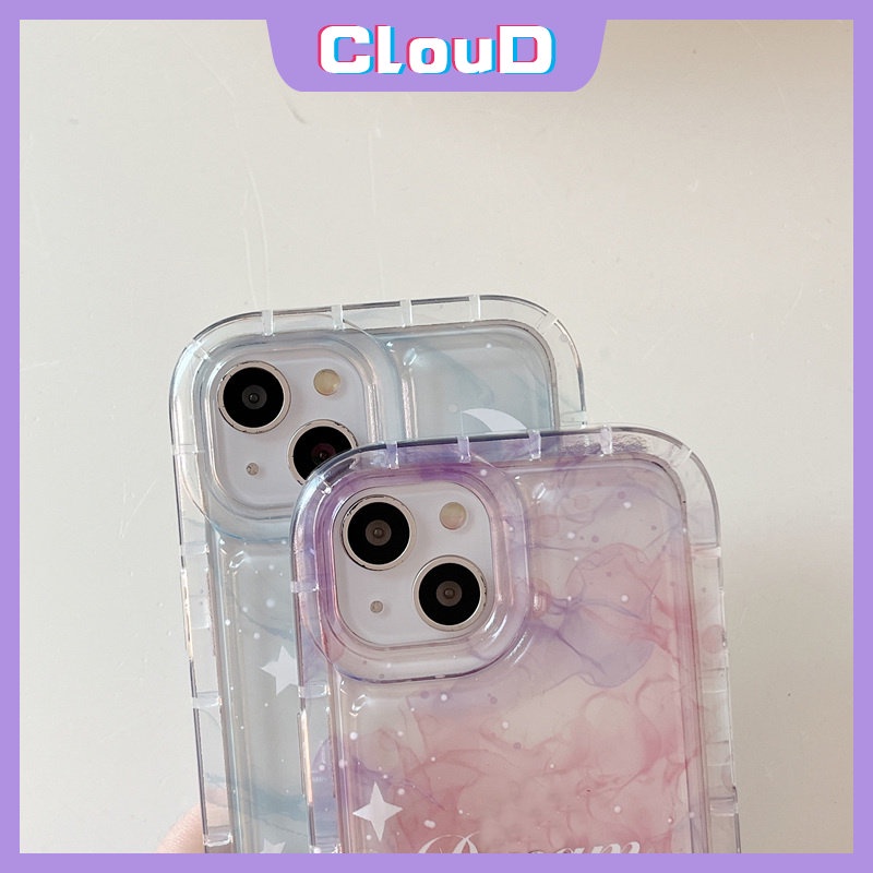 Casing Tpu Lembut Pasangan Bening Kompatibel Untuk iPhone 11 Pro Max7 8 6s 6 Plus 13 11 12 14 Pro Max X XR XS Max Fantasi Langit Berbintang Shockproof Gradiasi Bintang Bulan Penutup Belakang