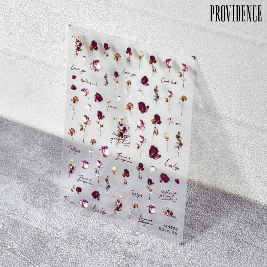 Providence Nail Patch Tidak Luntur Self-adhesive Pasta Mudah DIY Efek 5D Gaya Jepang Lucu Nail Art Rose Stiker Perlengkapan Kuku