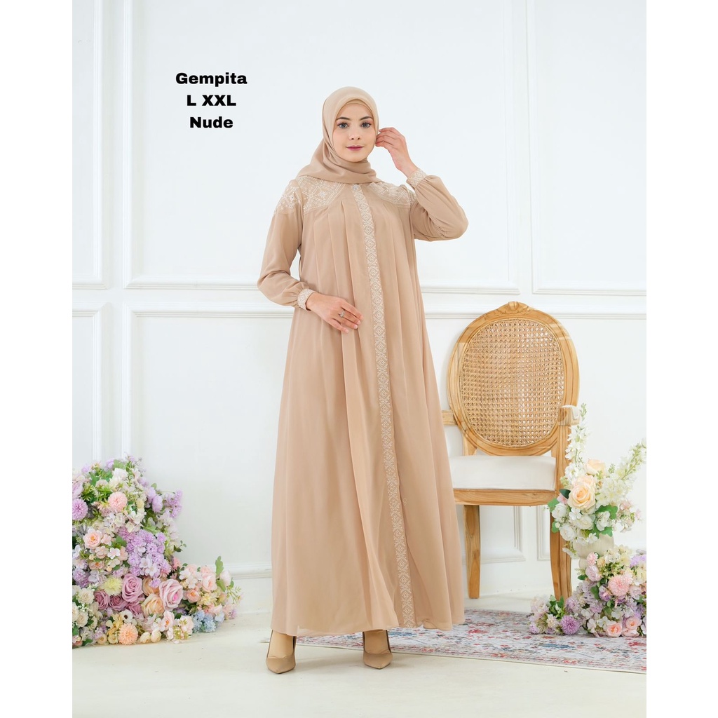 Gempita Dress || Gamis Bordir Cerutty || Gamis Lebaran Termurah Bisa (COD) || Fashion Muslim ~ DVN STYLE