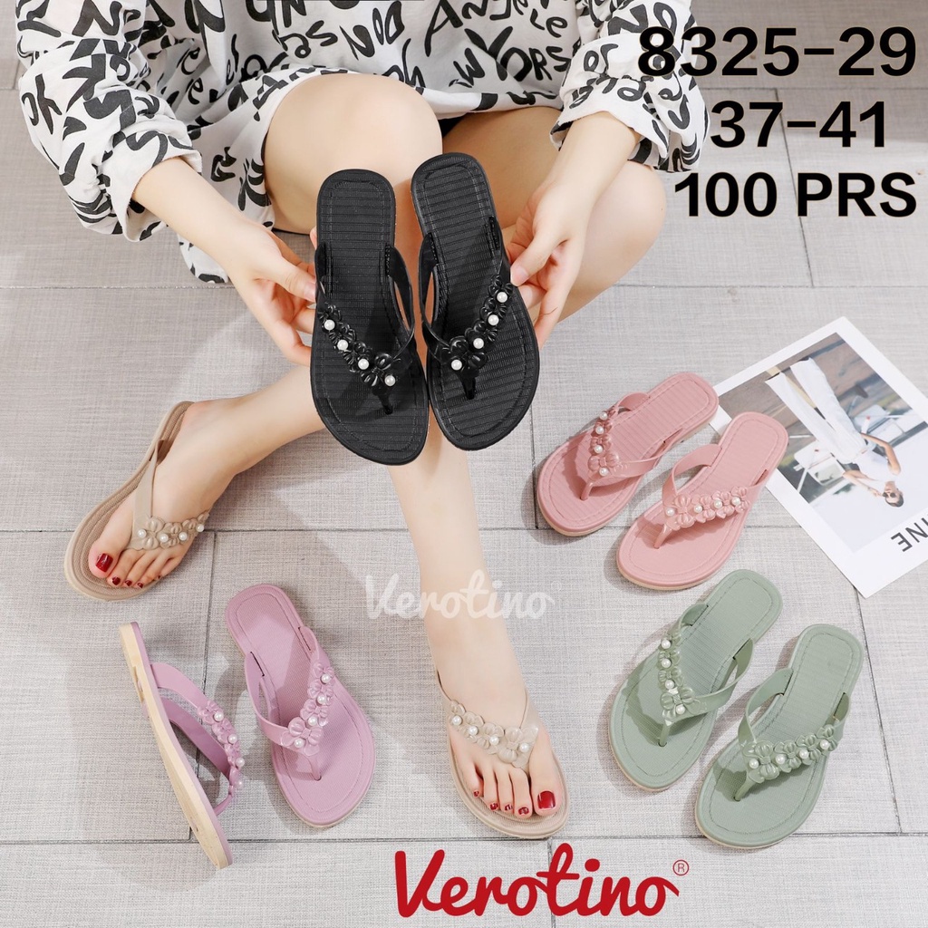 Sandal Japit Jelly Wanita Wonderly Sendal Cewek Mutiara Polos Alas Karet Nyaman Verotino