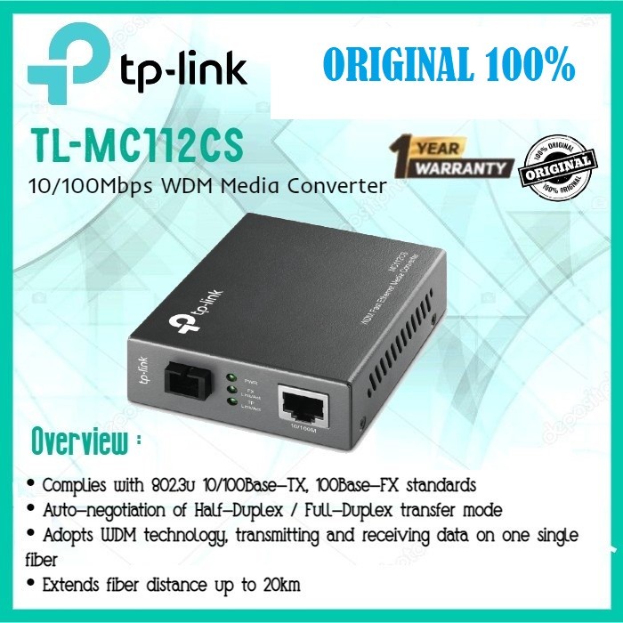 TPLINK TL- MC112CS 10/100Mbps WDM Media Converter