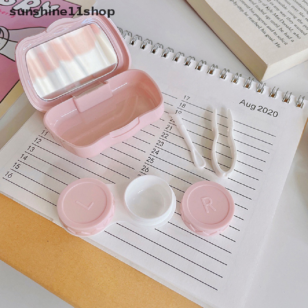 Sho Kartun Hewan Beruang Tempat Kontak Lensa Plastik Hard Contact Lens Box Lucu Tempat Kacamata Wadah Lensa Hadiah Natal N