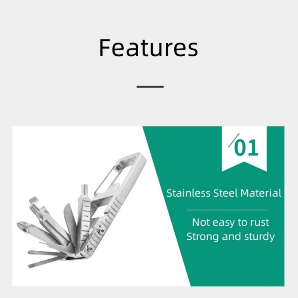 [Elegan] Multifungsi Gadget Unboxing Stainless Steel Hex Screwdriver Bintang Obeng Kartu Penghapusan Jarum Kombinasi Alat Phone Holder