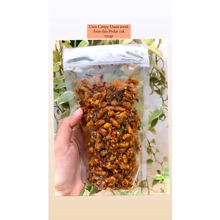 

Usus crispy pedas daun jeruk (130gr)