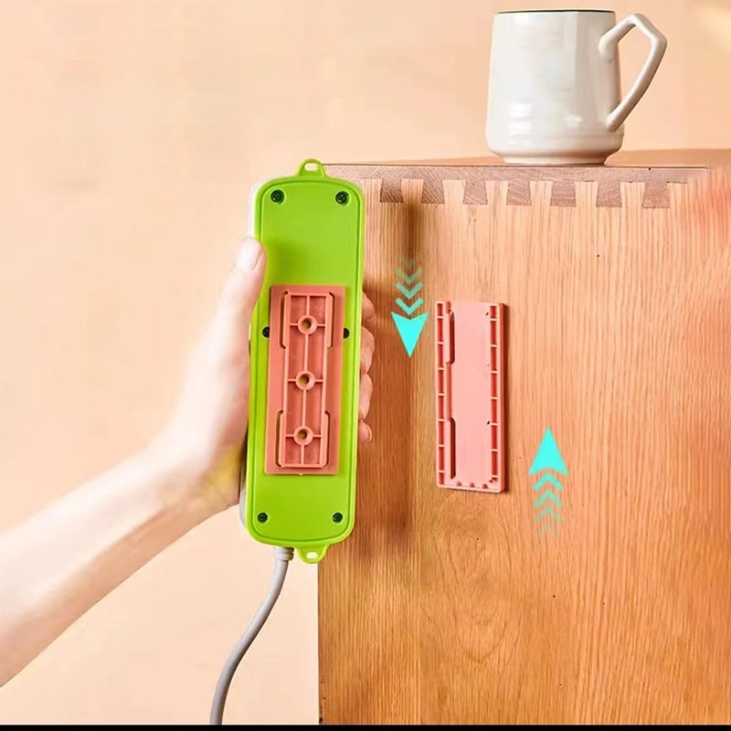 [Unggulan] Plug-in Row Socket Fixer Kait Dinding Yang Dipasang Di Dinding Socket Tempat Penyimpanan Kabel Kawat Organizer Self-adhesive Power Strip Holder Rumah Kantor Rak Dinding Multifungsi