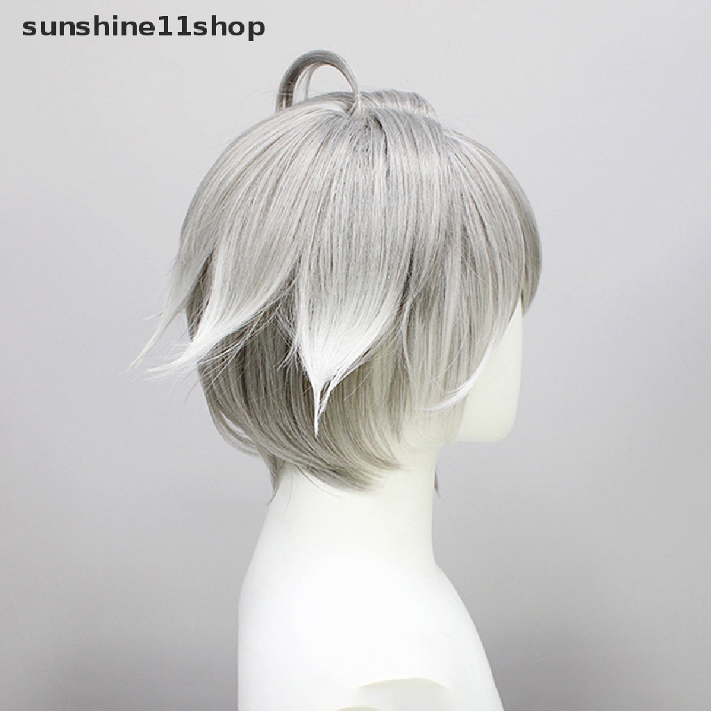 Sho Genshin Impact Al Haitham Cosplay Wig Pendek Abu Putih Wig Cosplay Anime Cosplay Wig Tahan Panas Wig Sintetis Wig Pesta N