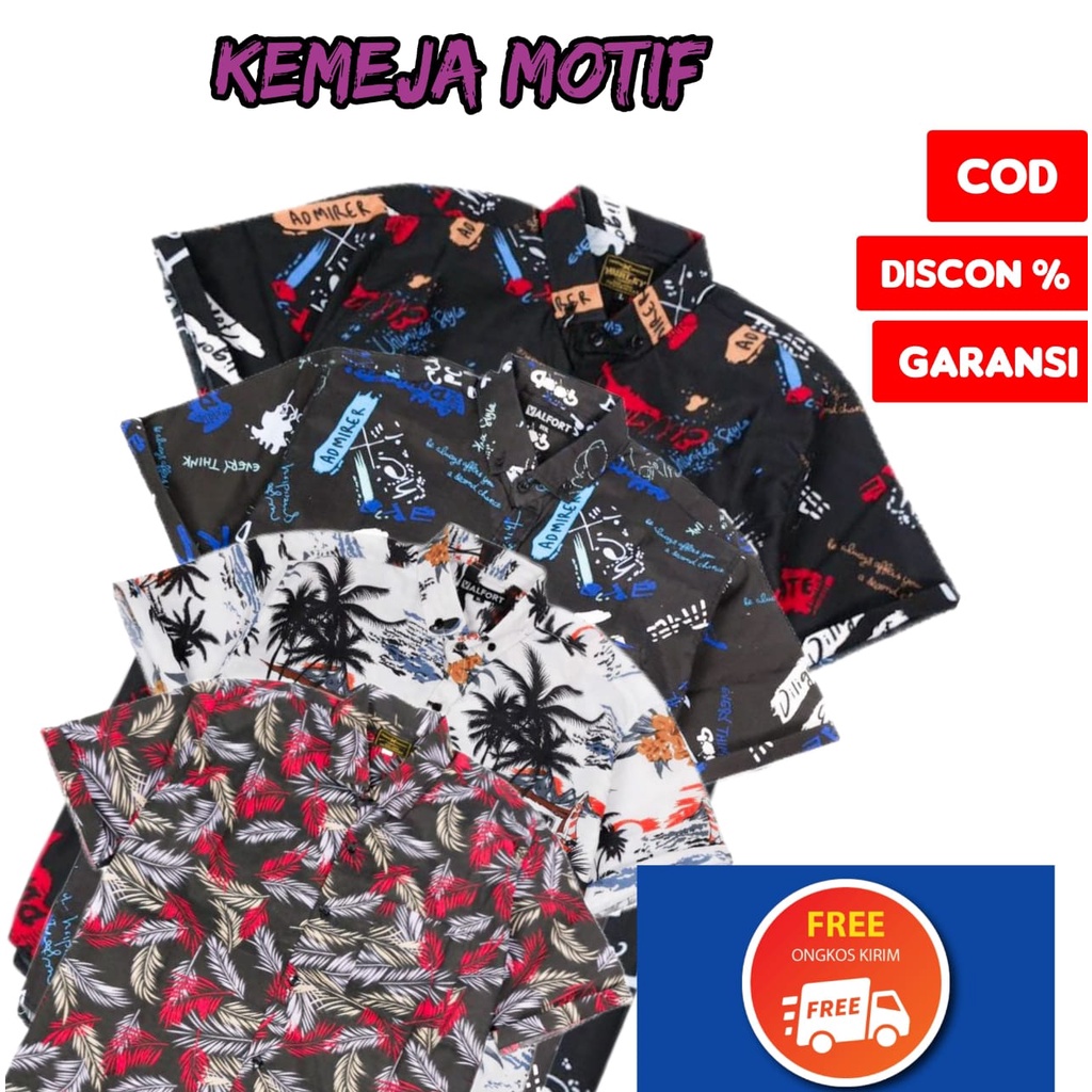 KEMEJA PRIA LENGAN PENDEK | KEMEJA SURFING | KEMEJA MOTIF COWOK