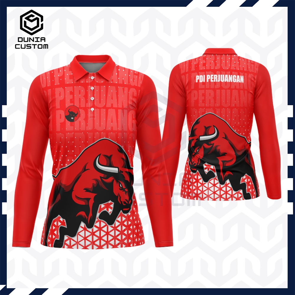 Baju Wangki Wanita Partai PDI Perjuangan || kaos baju lengan panjang partai PDIP Wanita