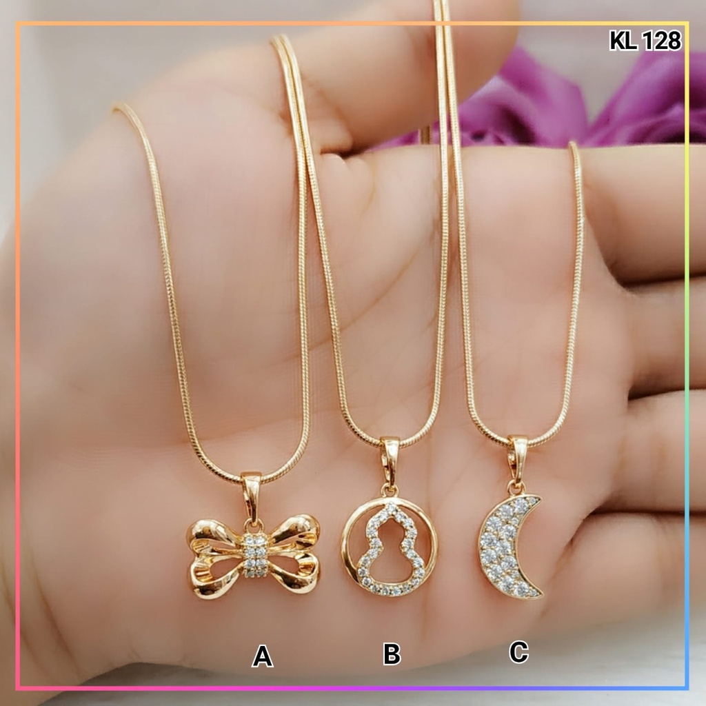 Kalung xuping ori premium kalung dewasa pita permata perhiasan lapis emas KL 128