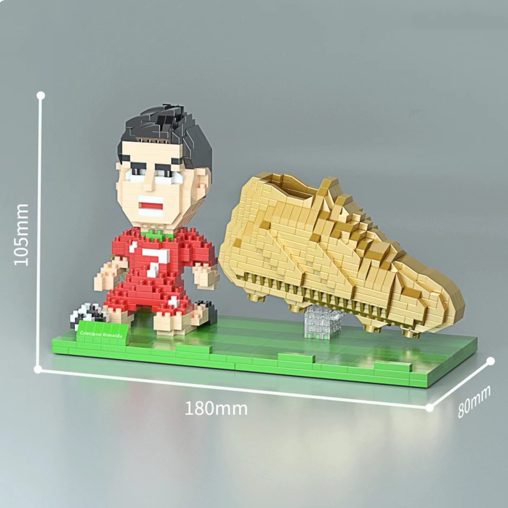 Bintang Sepak Bola Piala Dunia Messi C Ronnie Malmbap Karakter Kartun Tempat Pulpen Blok Bangunan Dekorasi Bracket