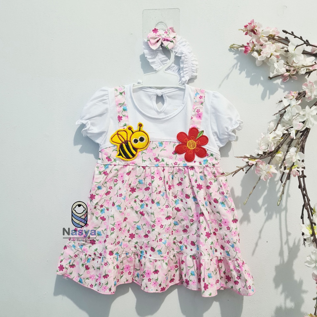 [P-005] Dress Bayi Perempuan Lucu Motif Bunga (6-18 bulan)