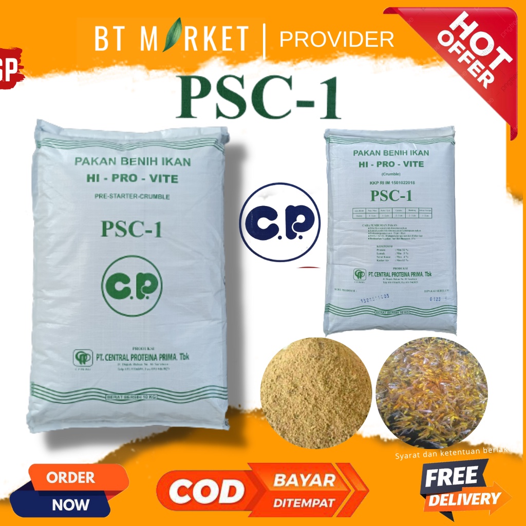 Pakan Benih Ikan PSC-1 5Kg Pengenalan Pelet Ke Benih Ikan Protein 32%