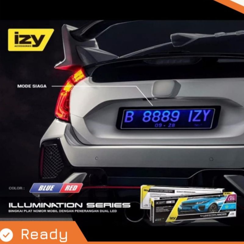 COVER DUDUKAN PLAT NOMOR MOBIL MIKA ACRILIC LAMPU LED IZY