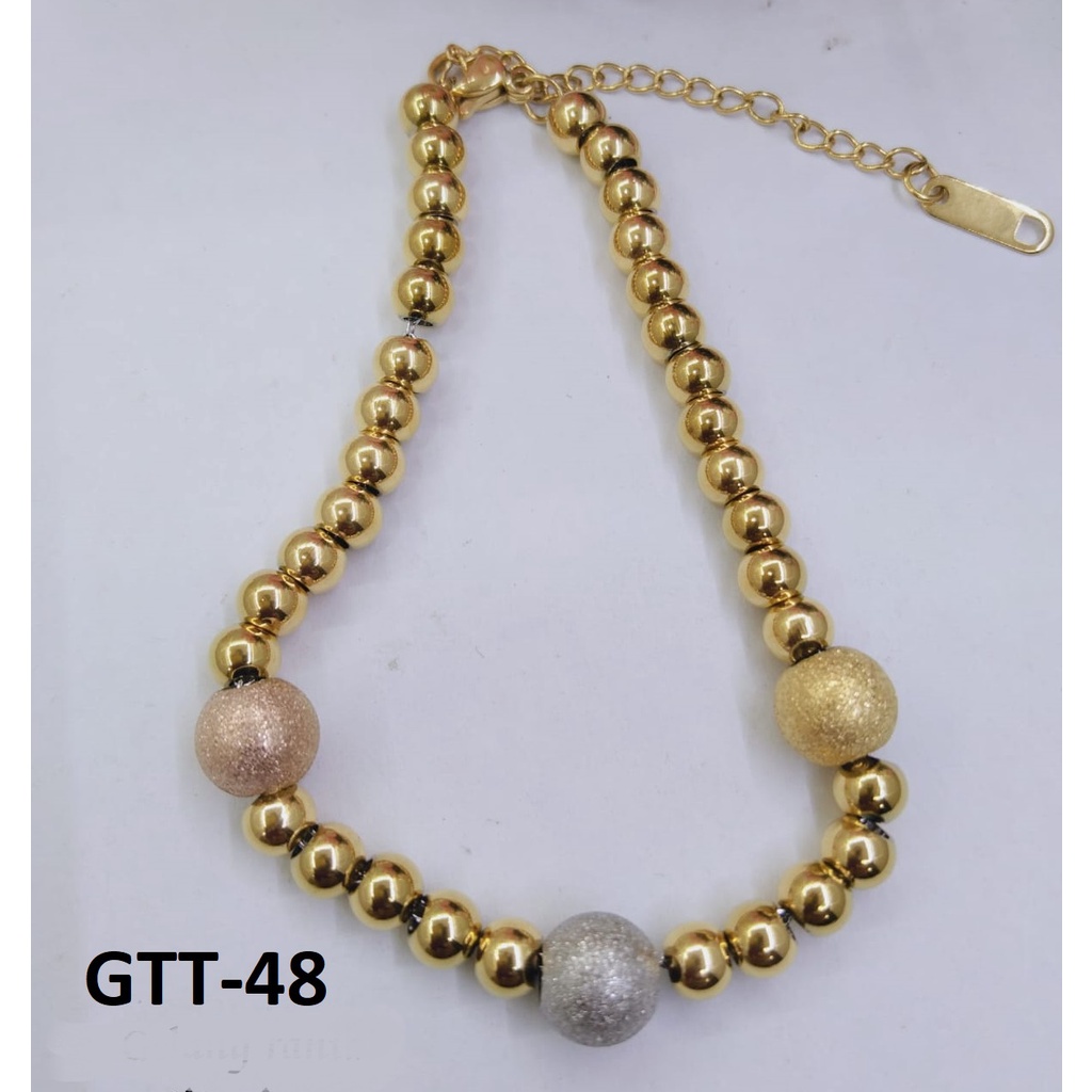GELANG TANGAN KAKI TITANIUM EMAS GOLD BULAT BOLA PASIR 3 WARNA TERMURAH / DUNIA GELANG TERBARU