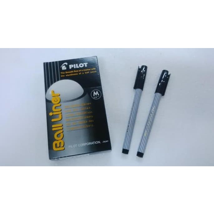Ballpoint Pilot Balliner (warna Hitam/Biru) (per Lusin)