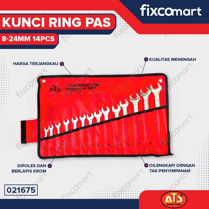 Kunci Ring Pas ATS SET 14 pcs ( 8-24mm)