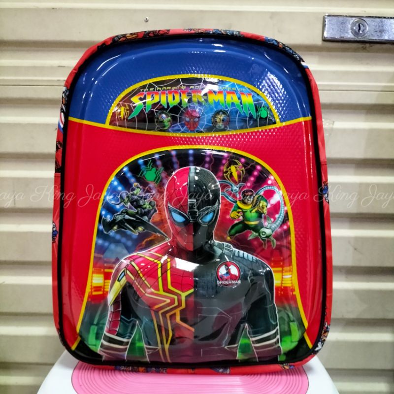 Ransel Lampu Led Murah Neva 15 Inc Batok Plastik Karakter Anak TK Laki-Laki Spiderman Captain America Lego