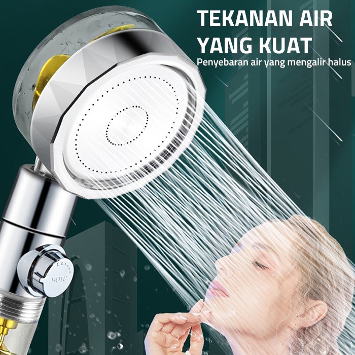 Hand Shower Turbo /  Kepala Shower Kipas Turbo Fan / Shower Head Shower Mandi Minimalis Pressurized Nozzle / Turbo Fan Shower Head Water Saving High / Shower Kamar Mandi / Kepala Shower Dengan Filter Air dan Kipas Turbo Hemat Air