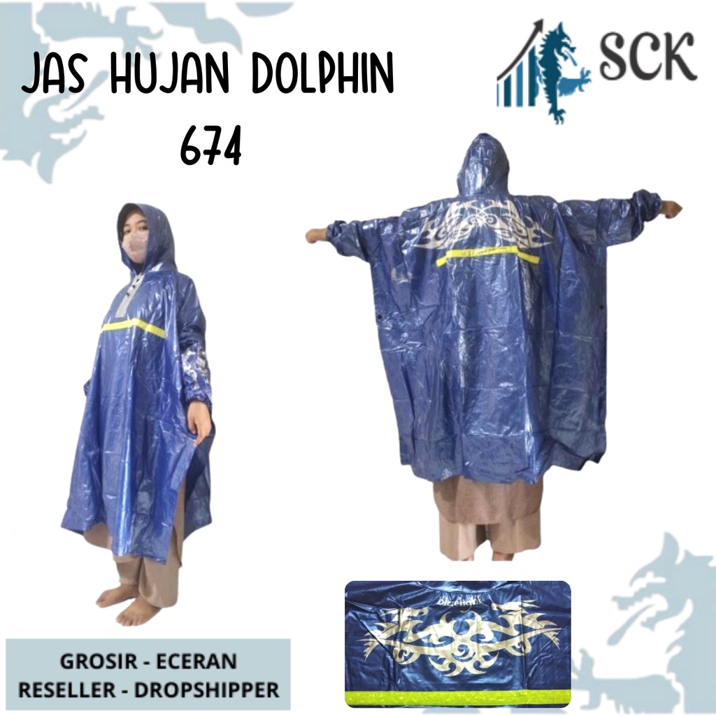 Jas Hujan DOLPHIN 674 PVC Dewasa / Jas Hujan Ponco Musim Hujan / Mantol Hujan - sckmenwear GROSIR