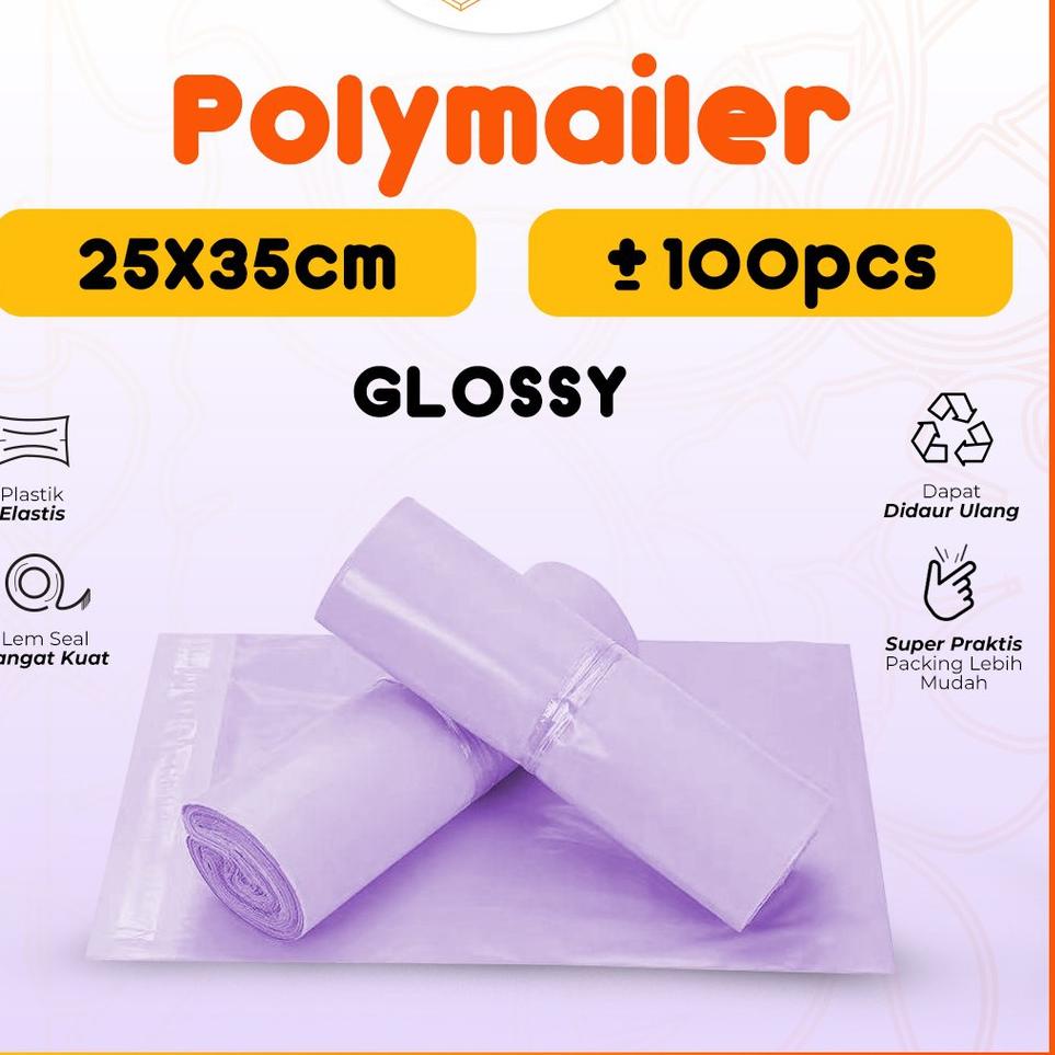 

FLASH SALE Plastik Packing Olshop Online Shop ol on shop Polymailer Warna Ungu Pastel 25x35 isi 100 pcs Tebal Glossy MURAH 