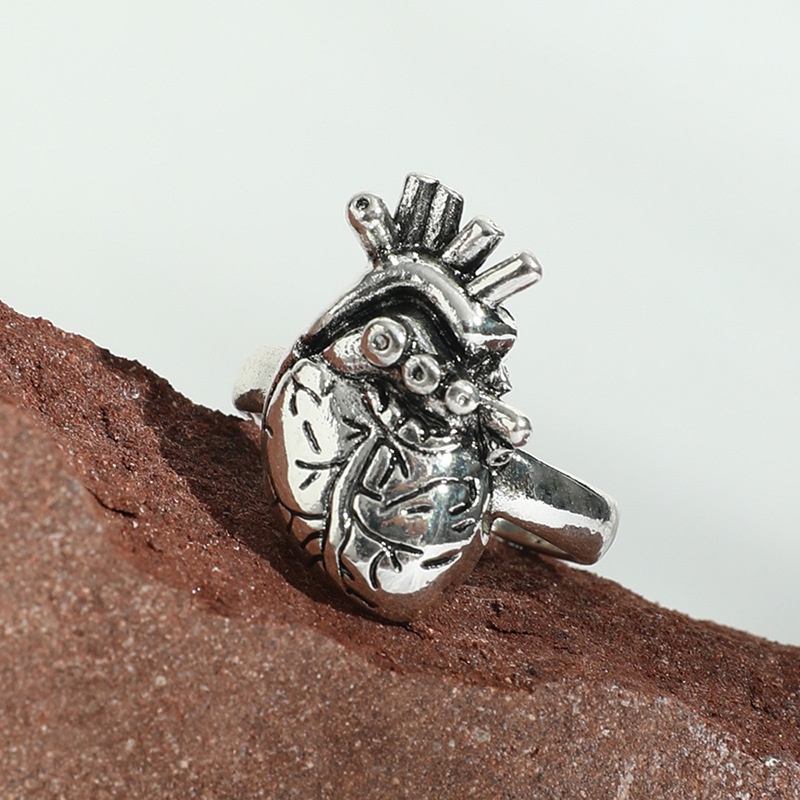 Fashion Hip Hop Cincin Kematian Kreatif Gelap Retro Organ Jantung Cincin