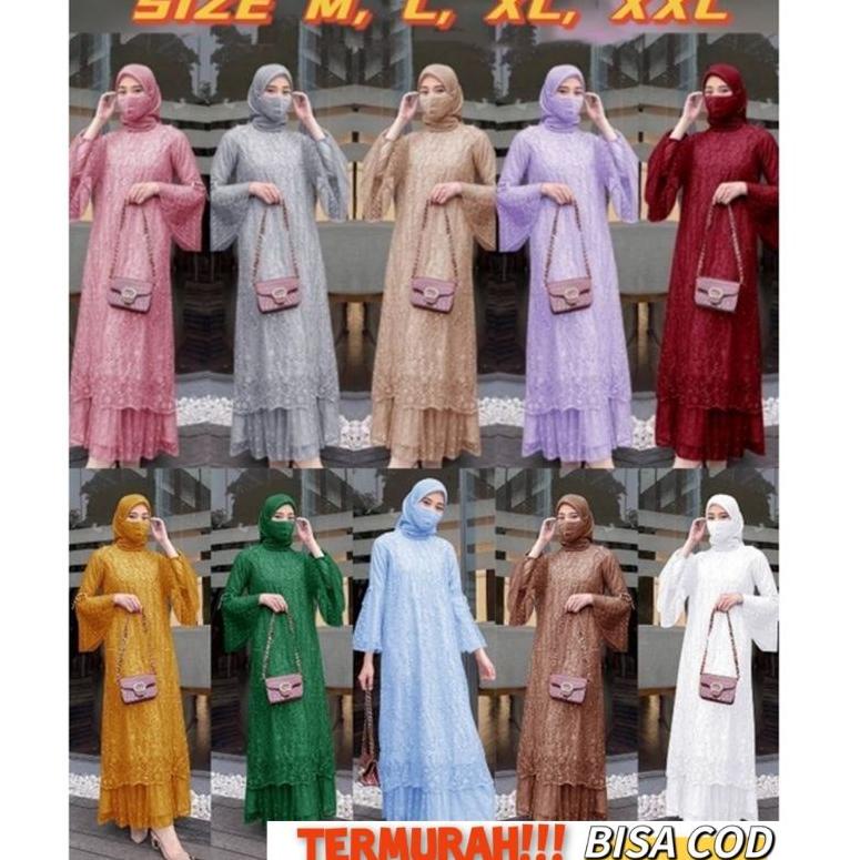 Gogo Order [Buy 3 Free Gold] DRESS TILE MUTIARA BUNGA /MAXI DRESS CANTIK/ MX GELA - LD /Cp / GAMIS T