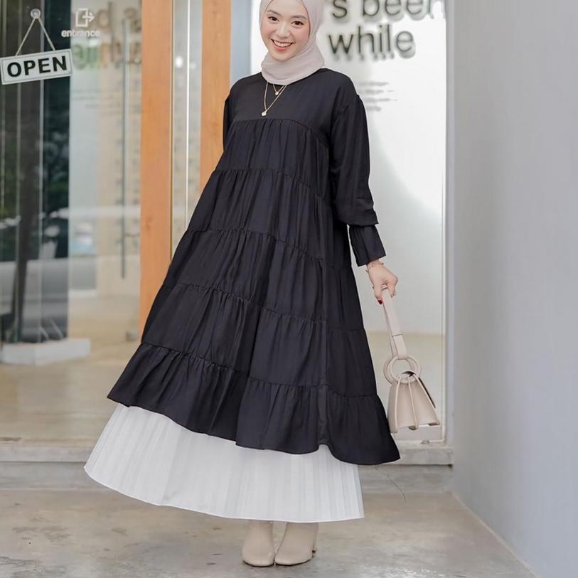 HOT SALE CEMPAKA TUNIK FULL RUFLE / CEMPAKA TUNIK JUMBO RAYON PREMIUM RUFFLE /MIDI DRESS CREPE Ⓝipb【
