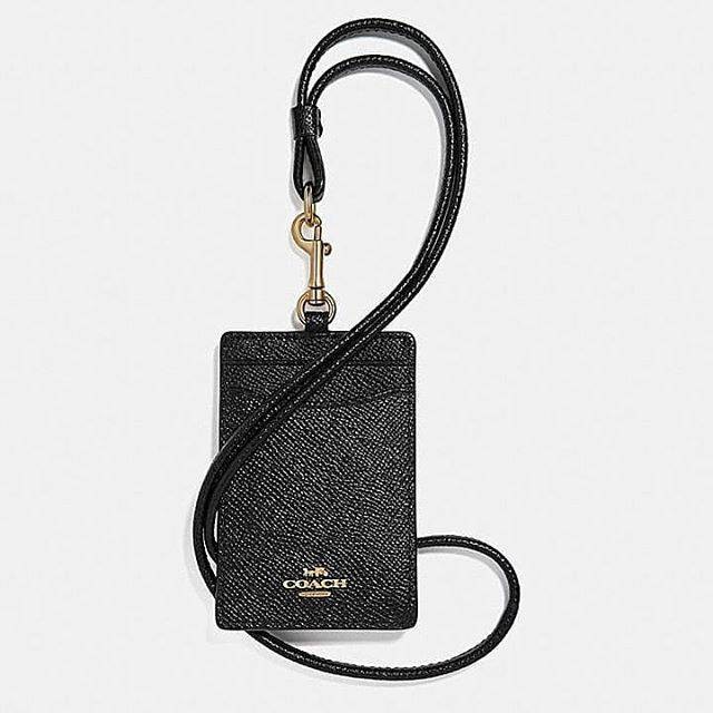 

Lanyard Coach Id Lanyard In Black Signature Canvas 100% Authentic!