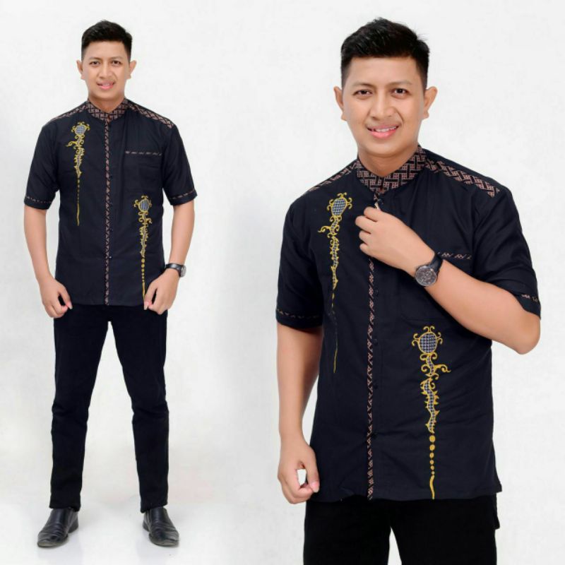 Baju Koko Pria Bordir Syubbanul Muslimin Koko Azzahir Koko Kurta Lengan Pendek