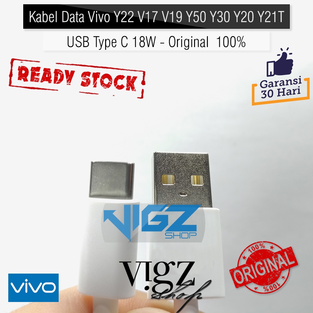 Kabel Data Vivo Y22 V17 V19 Y50 Y30 Y20 Y21T USB Type C 18W Original 100%
