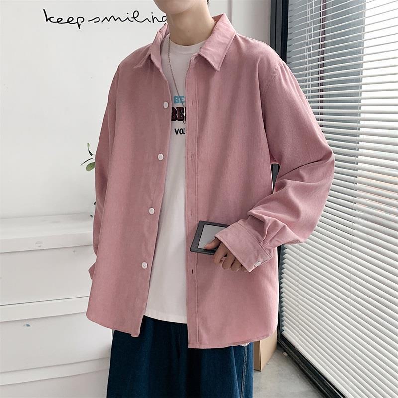 Kemeja Flanel Pria Premium Kemeja Mantel     Pria Corduroy Ruffle Kasual  Kemeja Hong Kong  Jepang S
