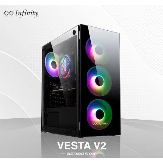 Casing PC Infinity Vesta V2 4x Fan Sparkle - mATX, ATX - TEMPERED GLAS