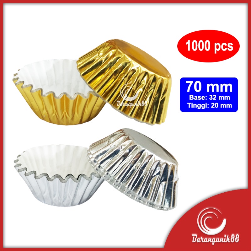 Kertas Alas Gold Silver Bulat 70mm Cake Case Cup Cake Alu Foil