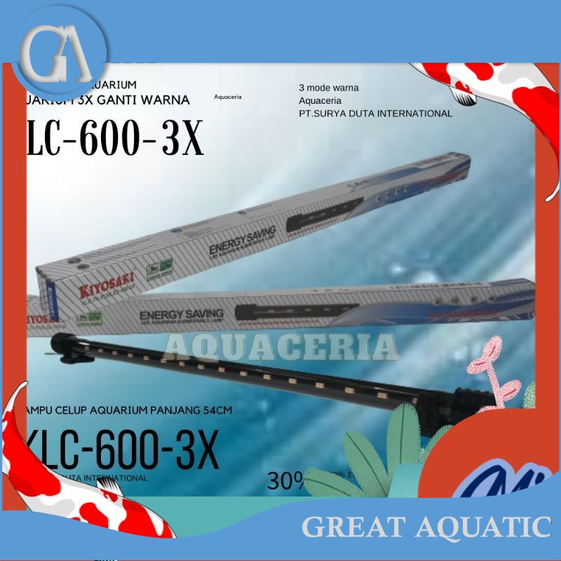Lampu Celup aquarium 60 CM 3X ganti warna KIYOSAKI KLC 600 3X MODE warna LAMPU LED Aquarium
