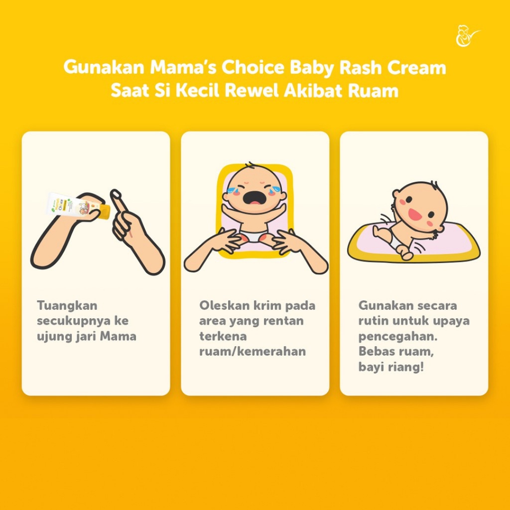 MAMA'S CHOICE Baby Rash Cream 50ml / Mamas Choice Krim Iritasi Kulit Sensitif Ruam Merah Popok Biang Keringat Ruam Susu / BANDUNG