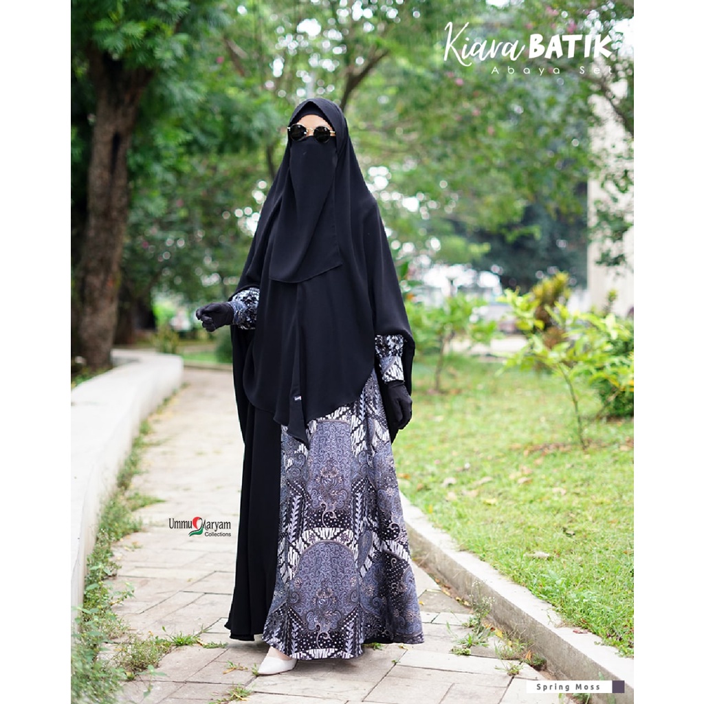 Kiara Batik By Ummu Maryam Collections - Spring Moss - Gamis Saja - Batik Gamis Kekinian - New Produ