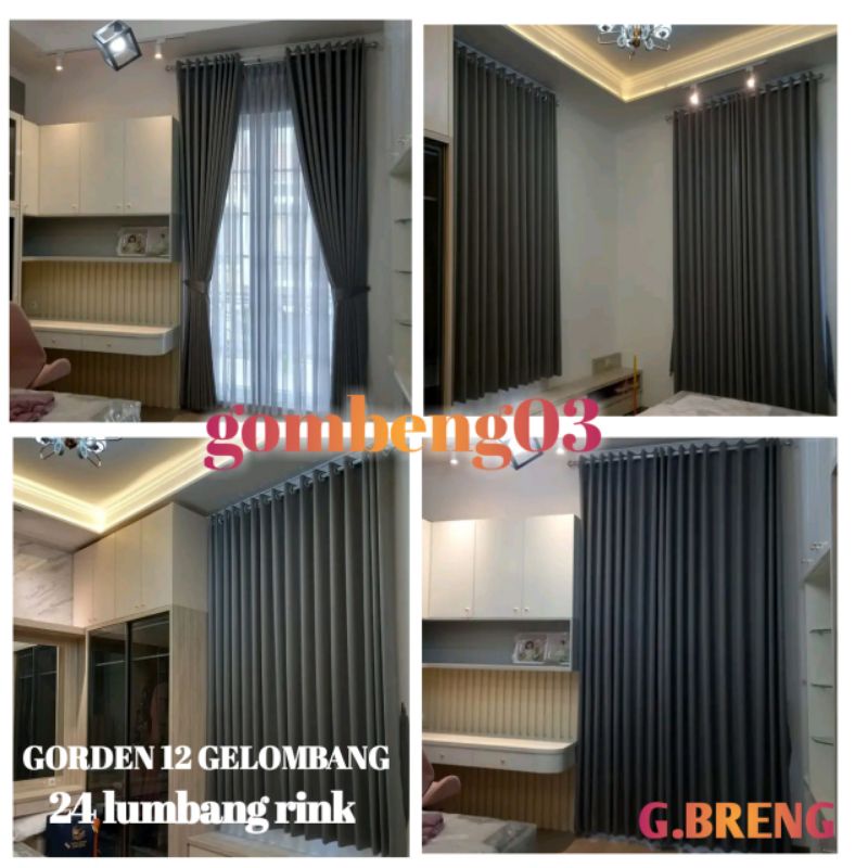 GORDEN 12 GELOMBANG BAHAN BLACKOUT POLOS EMBOS DOFF 24 LUBANG RING